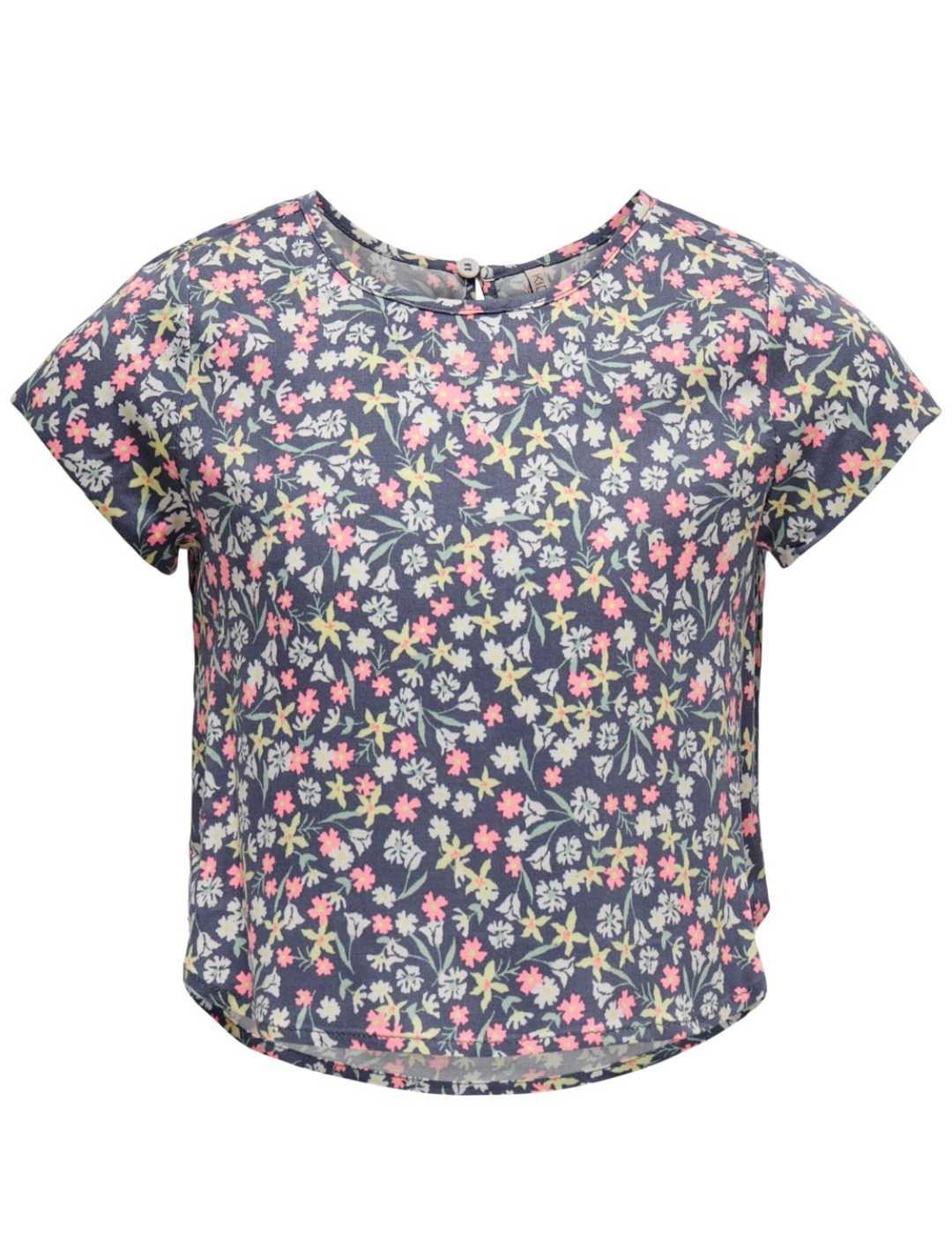 Blusa Only Kids Gella marino flores manga corta para niña