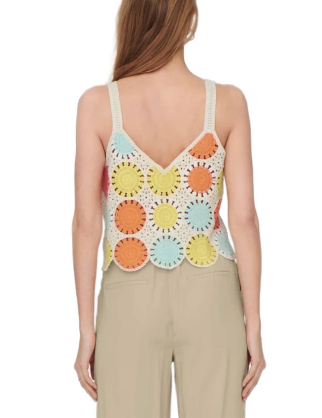 Top Only Yvonne crochet multicolor de mujer