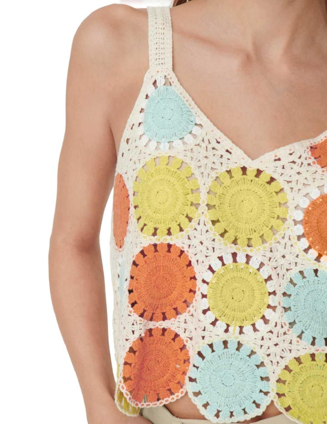 Top Only Yvonne crochet multicolor de mujer