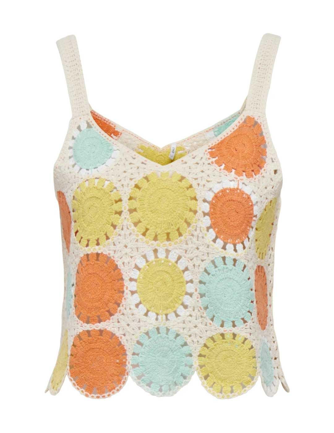 Top Only Yvonne crochet multicolor de mujer