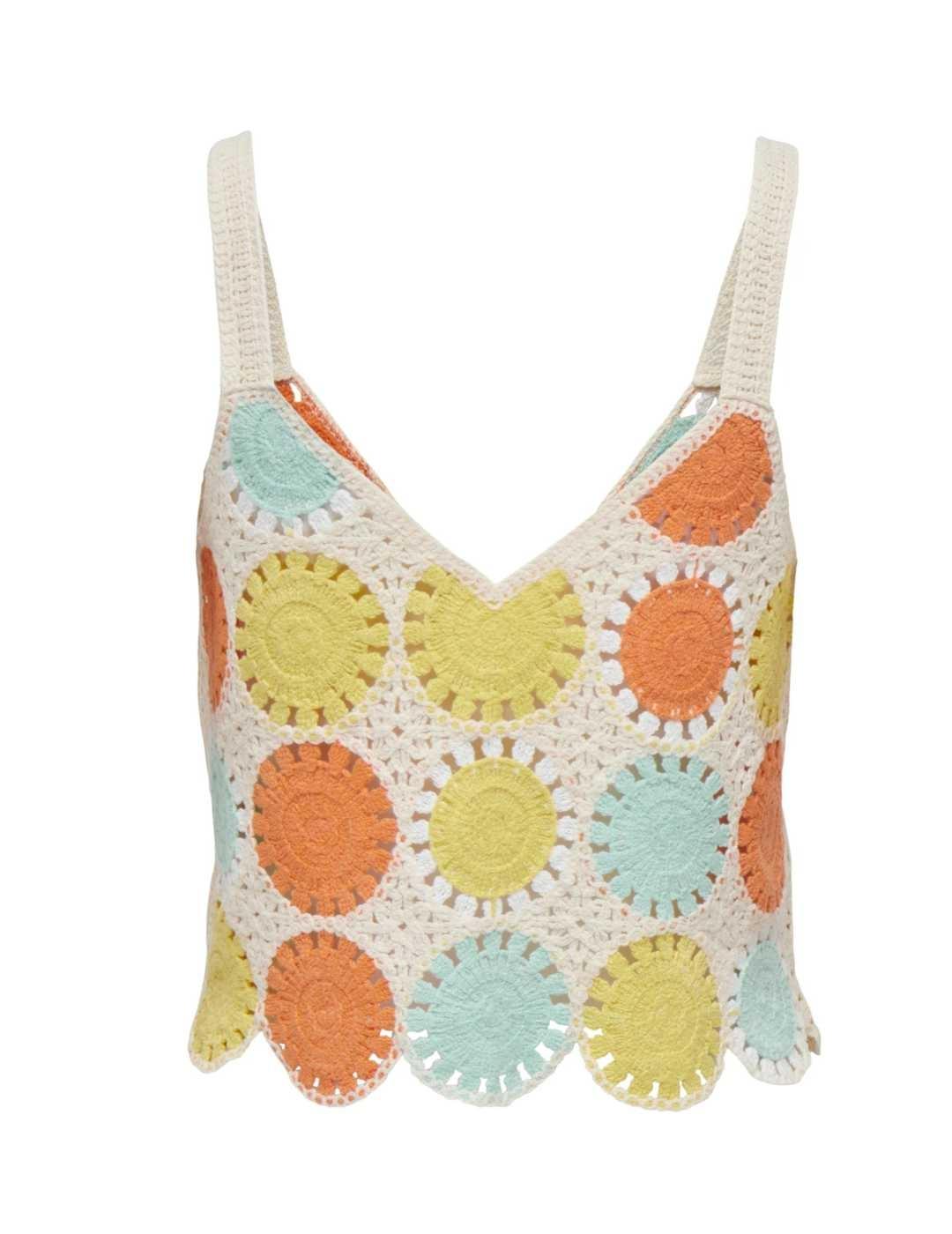 Top Only Yvonne crochet multicolor de mujer
