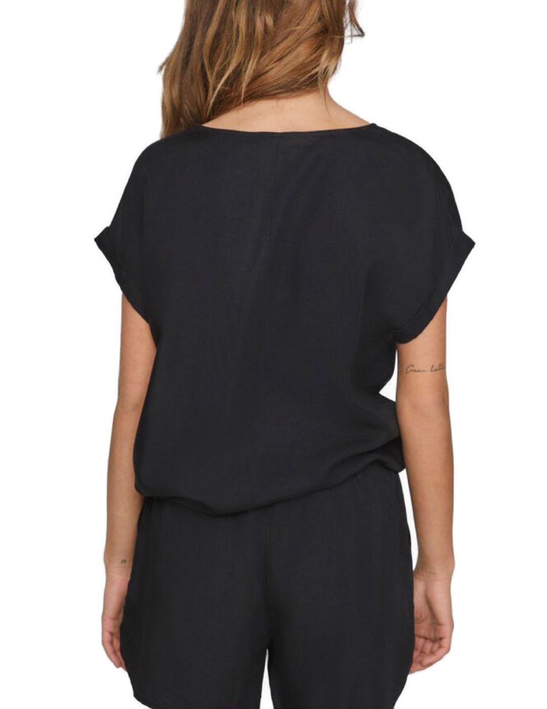 Camiseta Vila Misti negro manga corta para mujer
