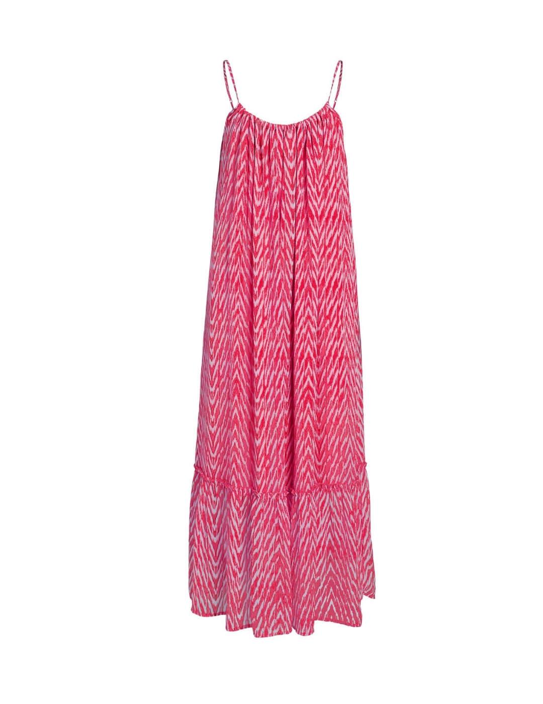 Vestido Vila Falia rosa midi estampado para mujer