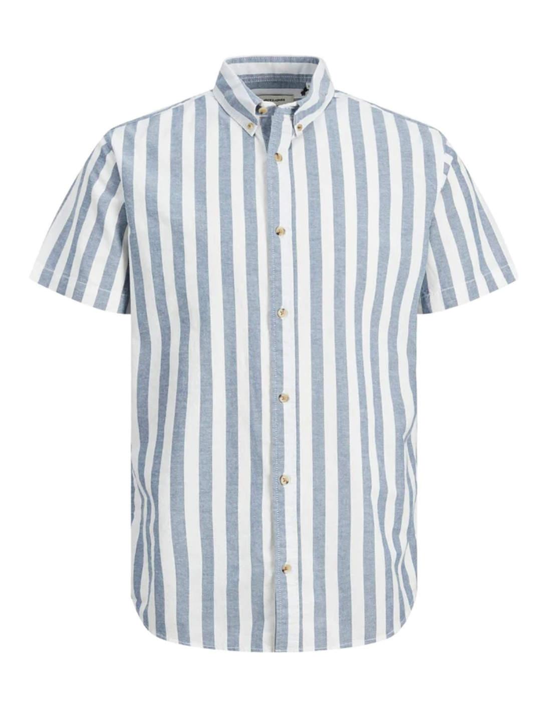 Camisa Jack&Jones Plain azul manga corta para hombre