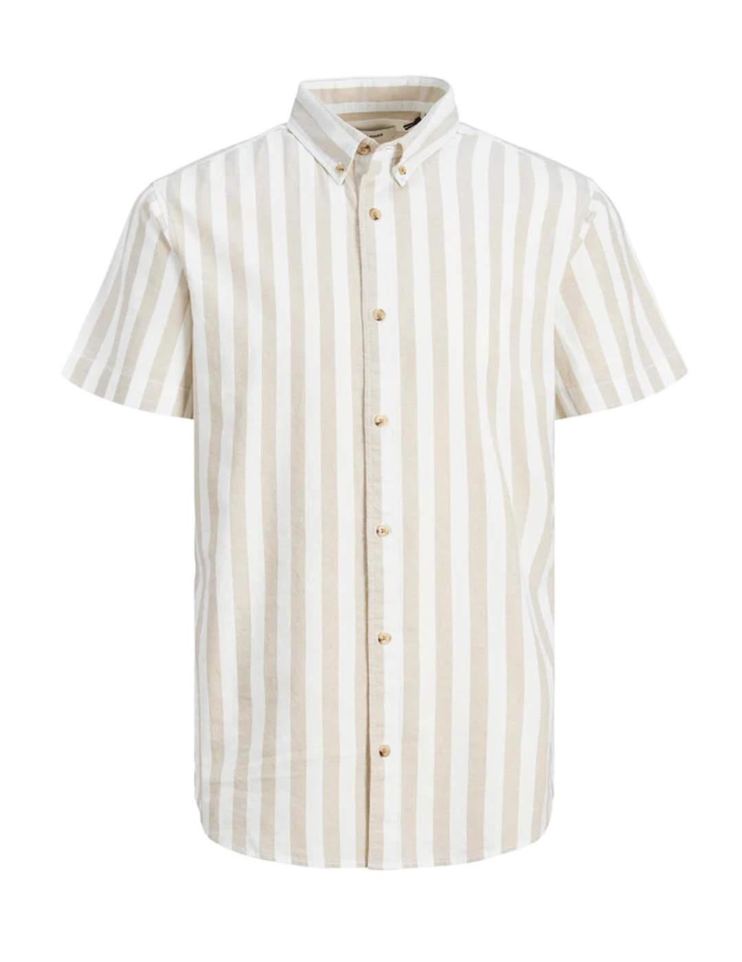 Camisa Jack&Jones Plain beige manga corta para hombre