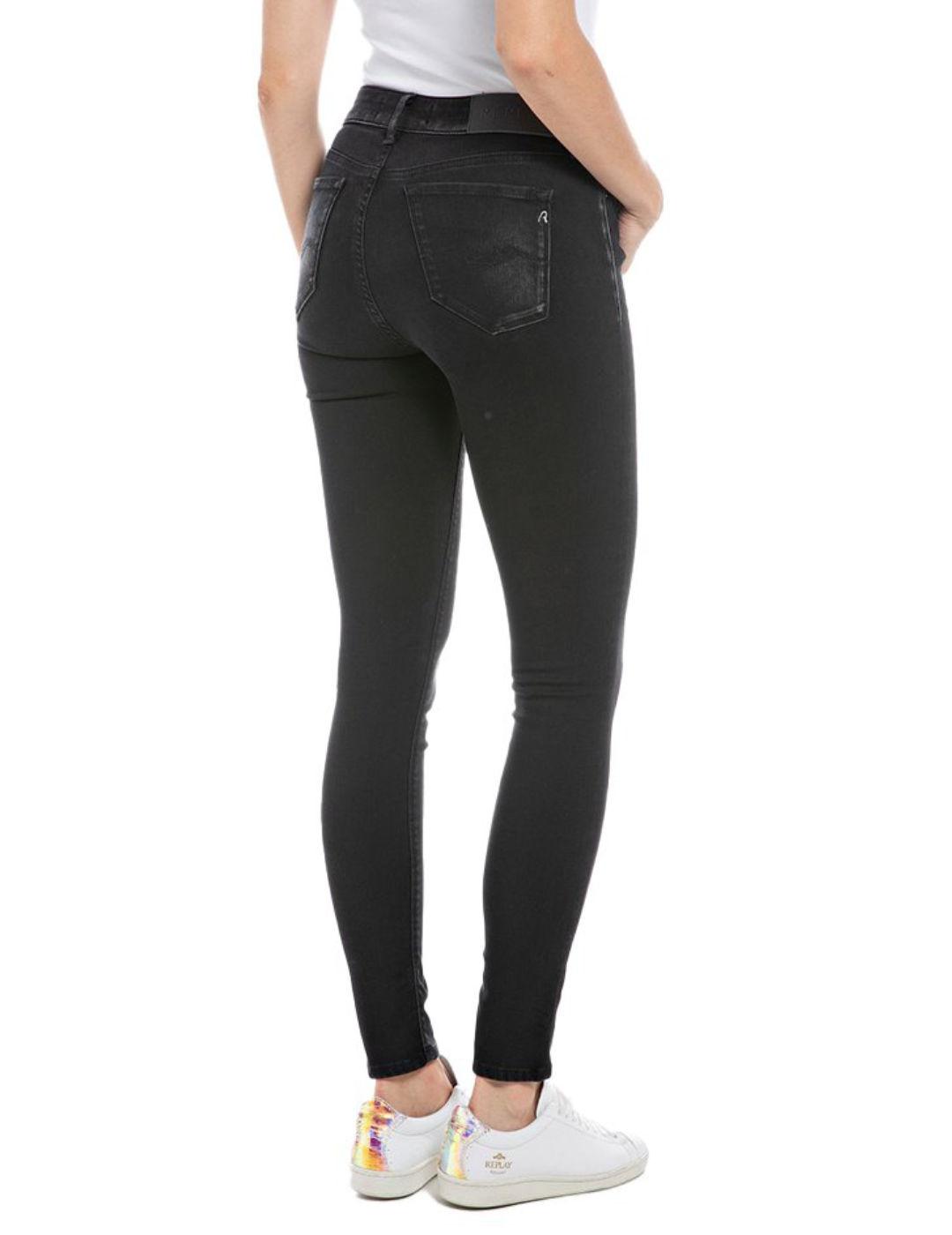 Pantalón vaquero Replay Hyperflex negro skinny para mujer