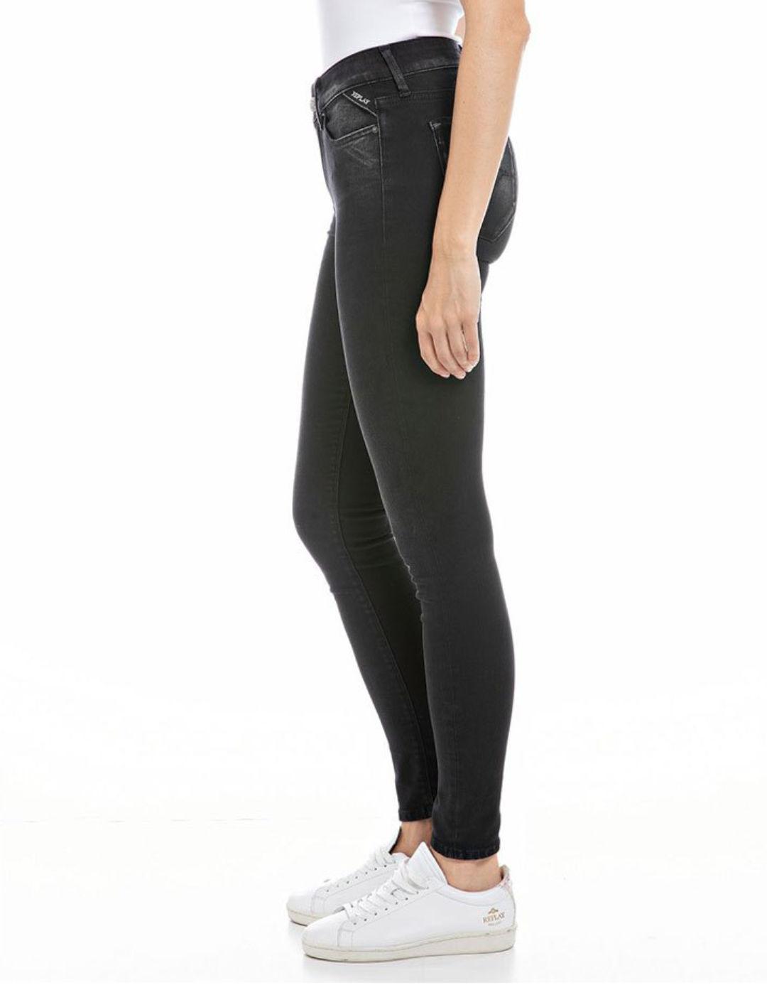 Pantalón vaquero Replay Hyperflex negro skinny para mujer