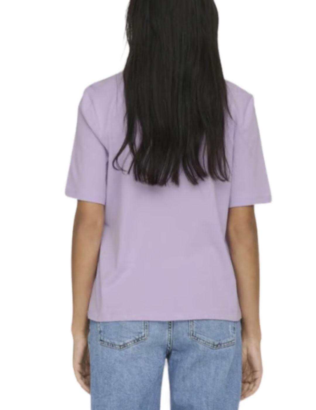 Camiseta Only Karen lila estampada para mujer