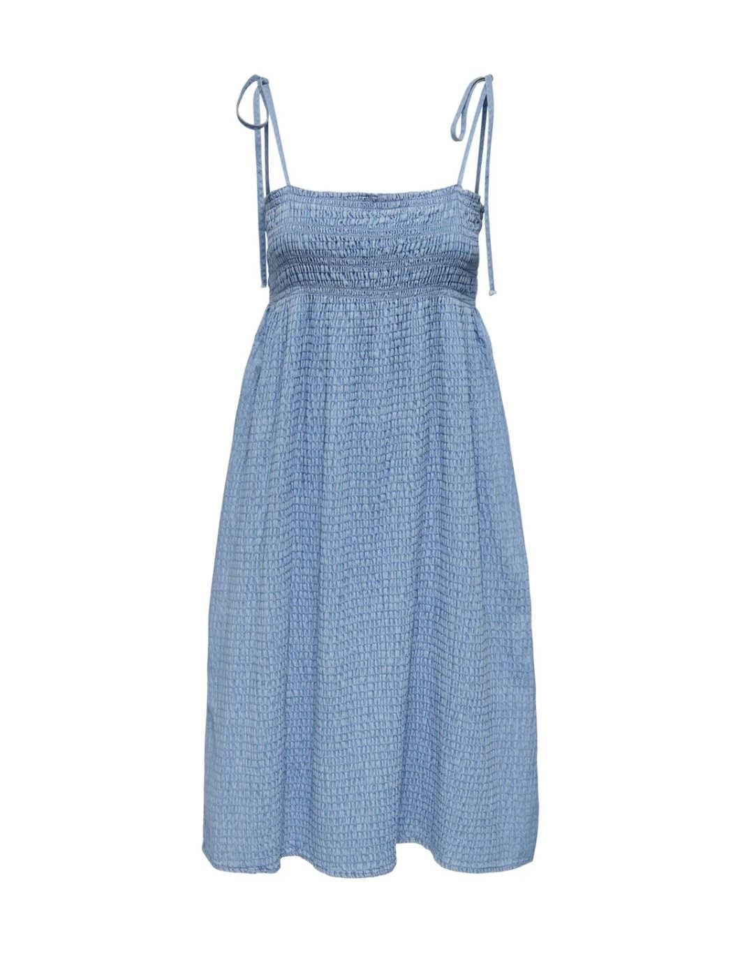 Vestido Only laurel nido de abeja denim azul medio de mujer