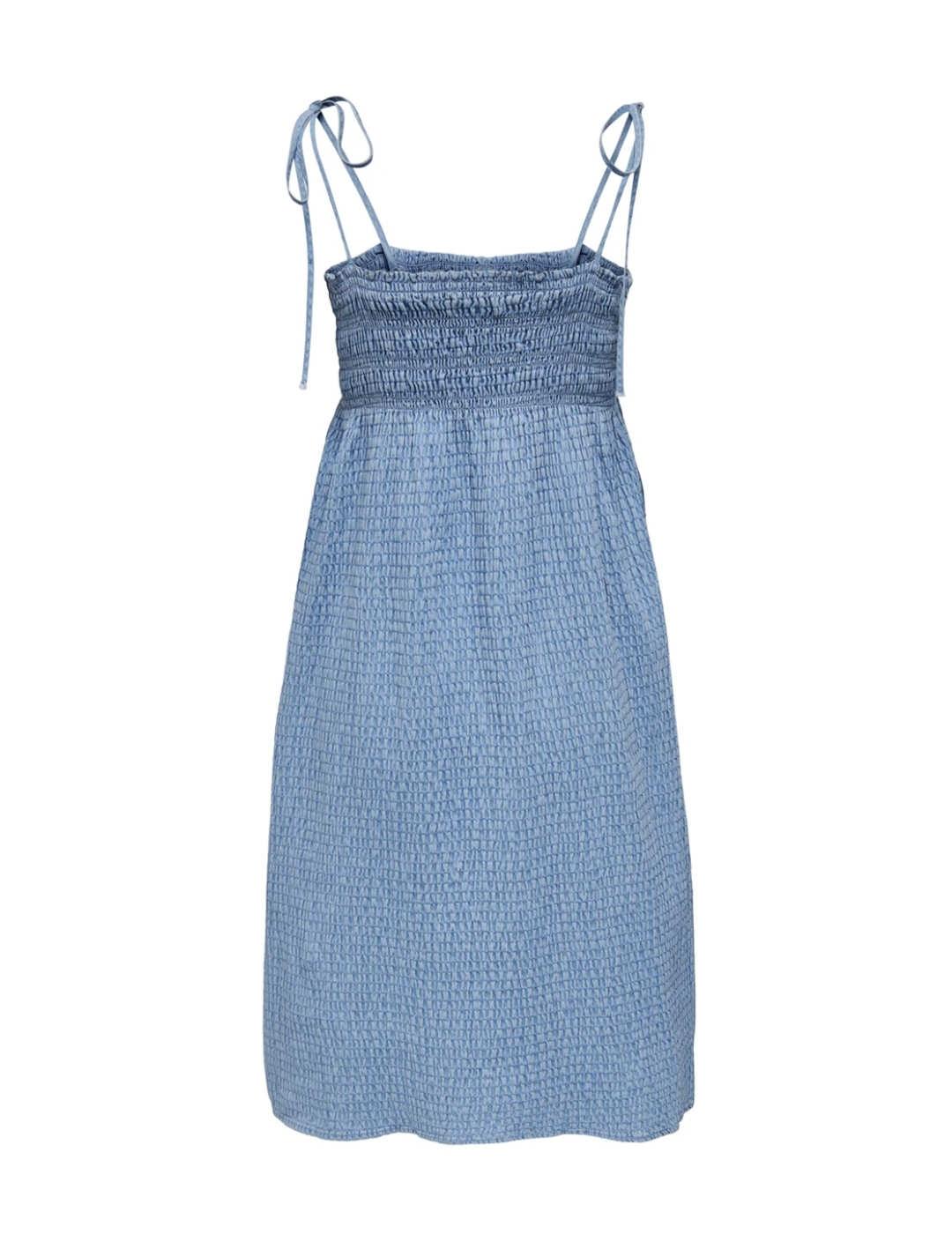 Vestido Only laurel nido de abeja denim azul medio de mujer