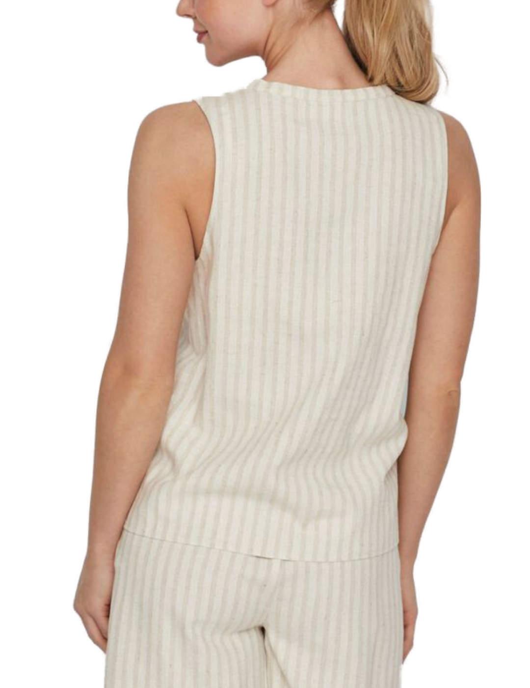 Blusa Vila Lipa beige manga sisa para mujer