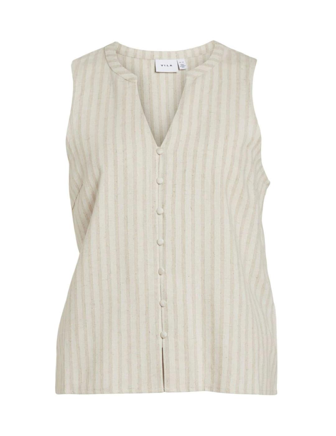 Blusa Vila Lipa beige manga sisa para mujer