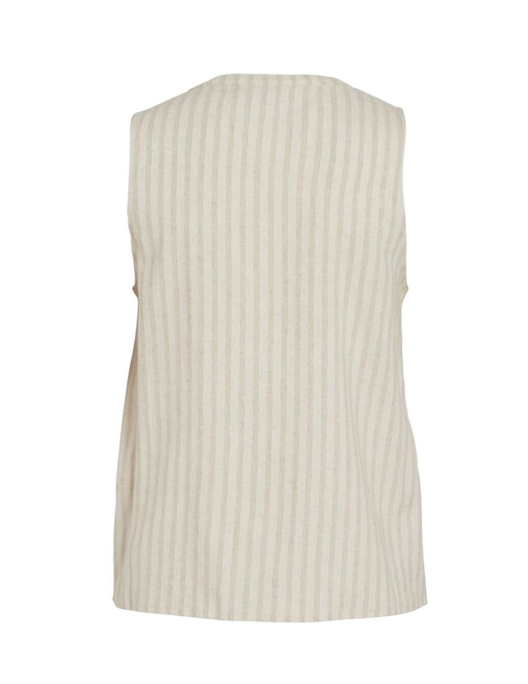 Blusa Vila Lipa beige manga sisa para mujer