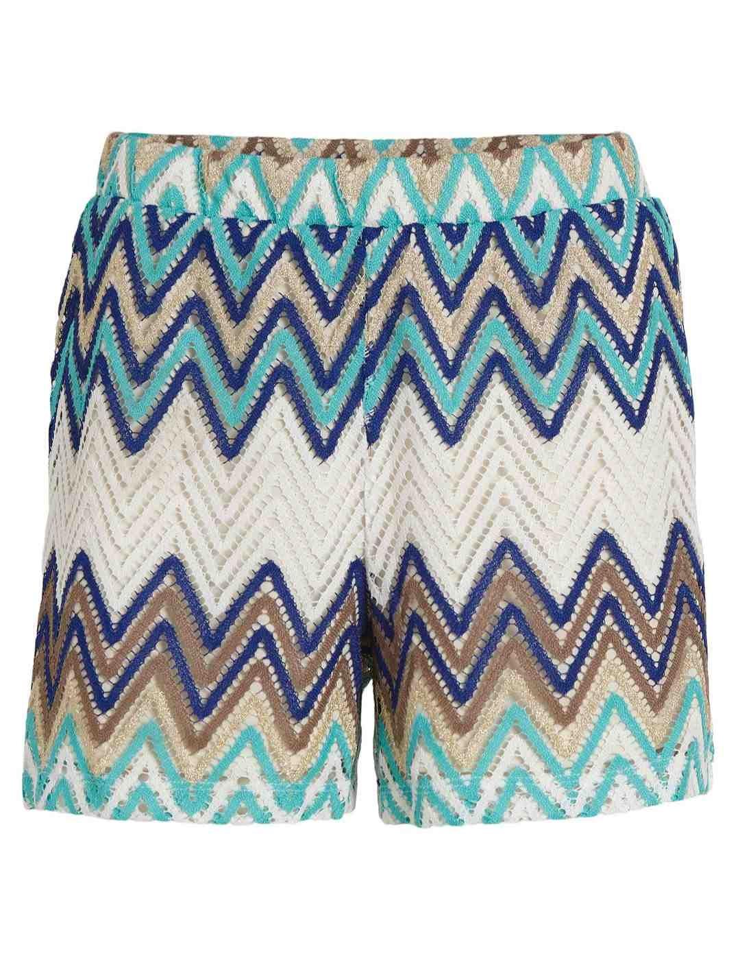 Short Vila Misso tonos azules estampado zigzag de mujer