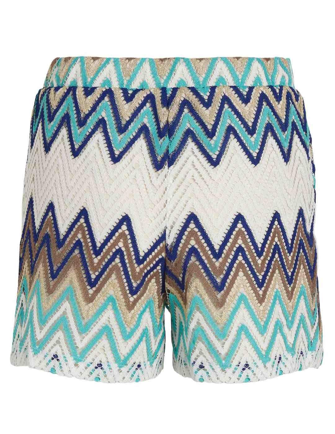 Short Vila Misso tonos azules estampado zigzag de mujer