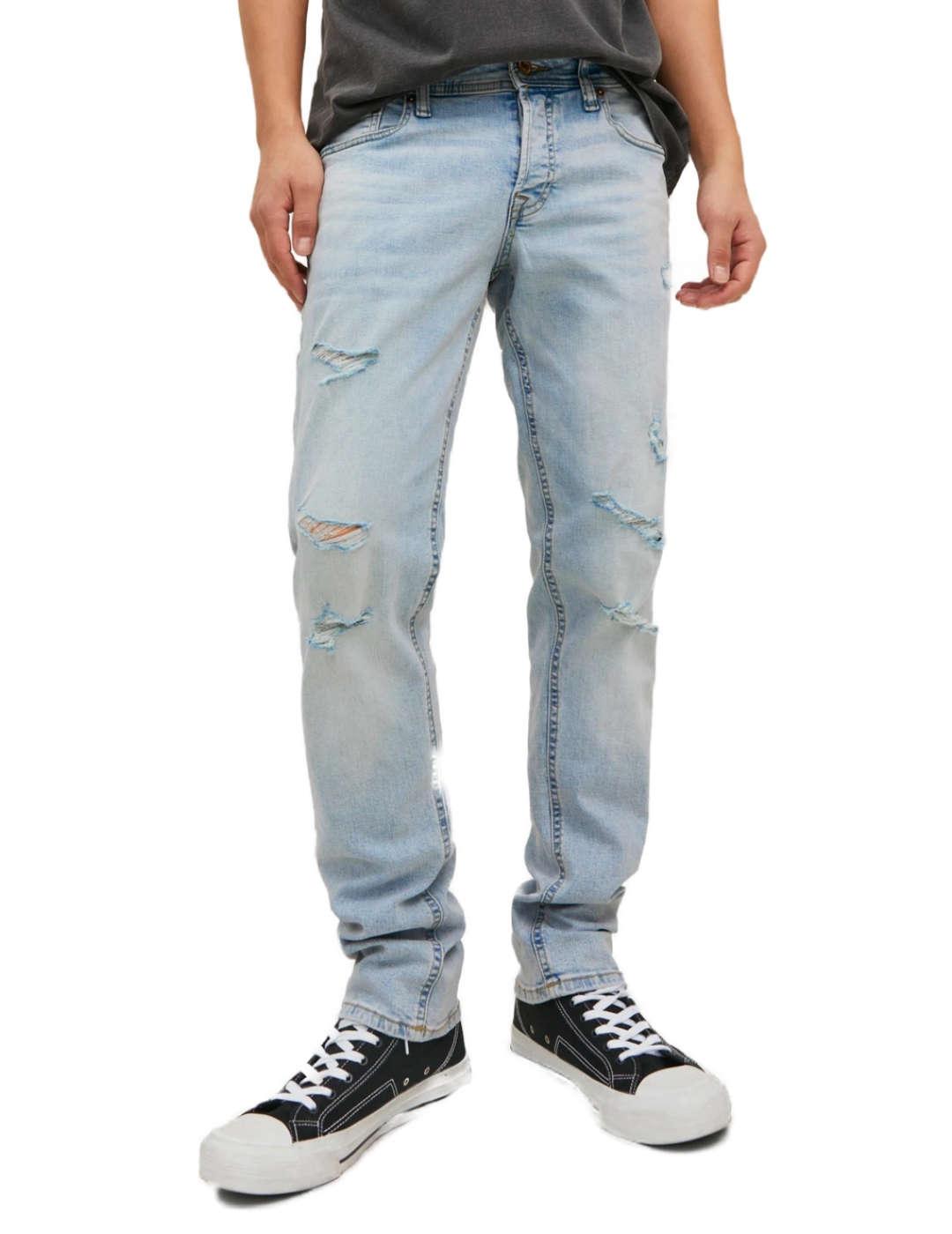 Pantalon vaquero Jack&Jones Glenn celeste rotos de hombre