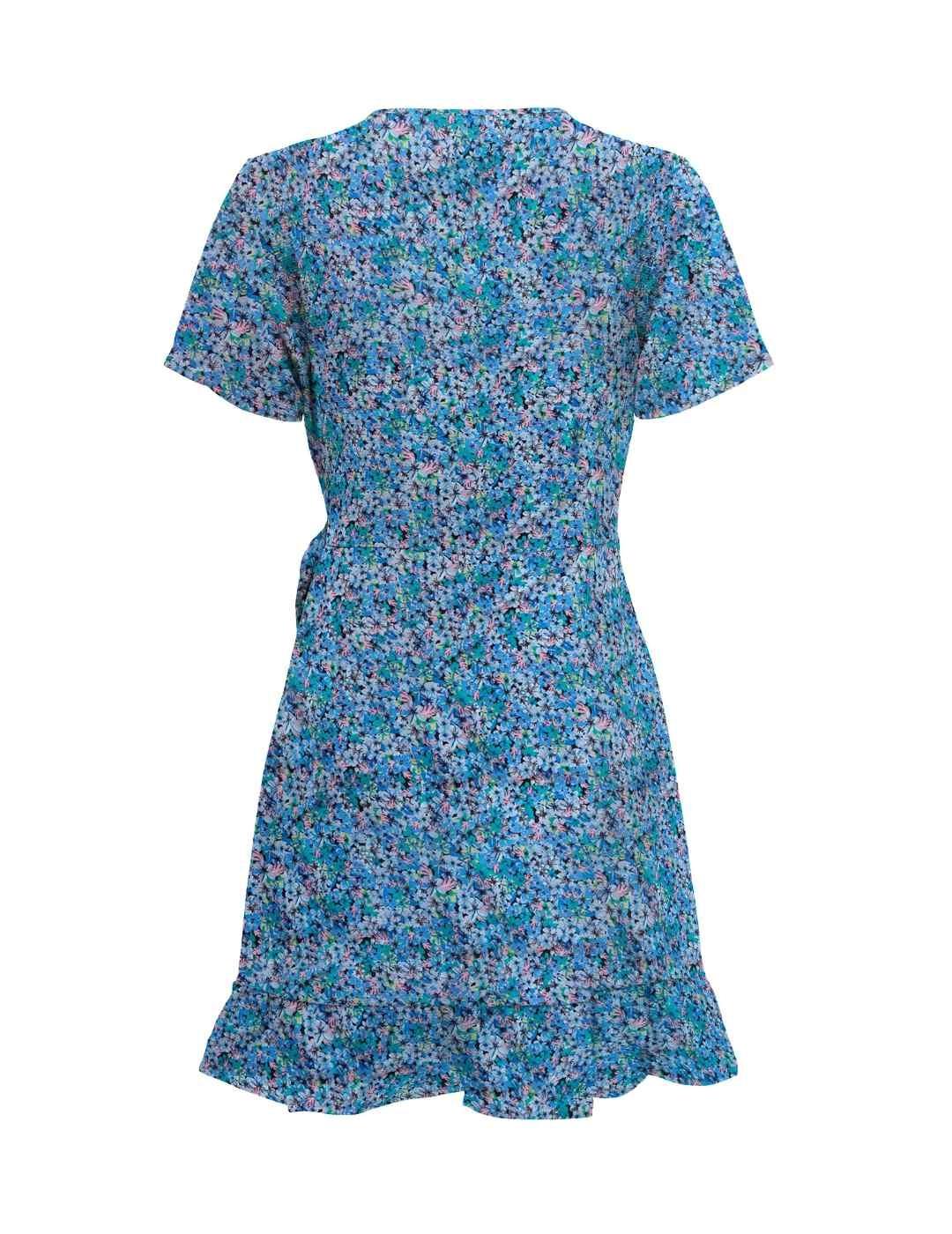 Vestido Only Nova cruzado verde estampado flores para mujer