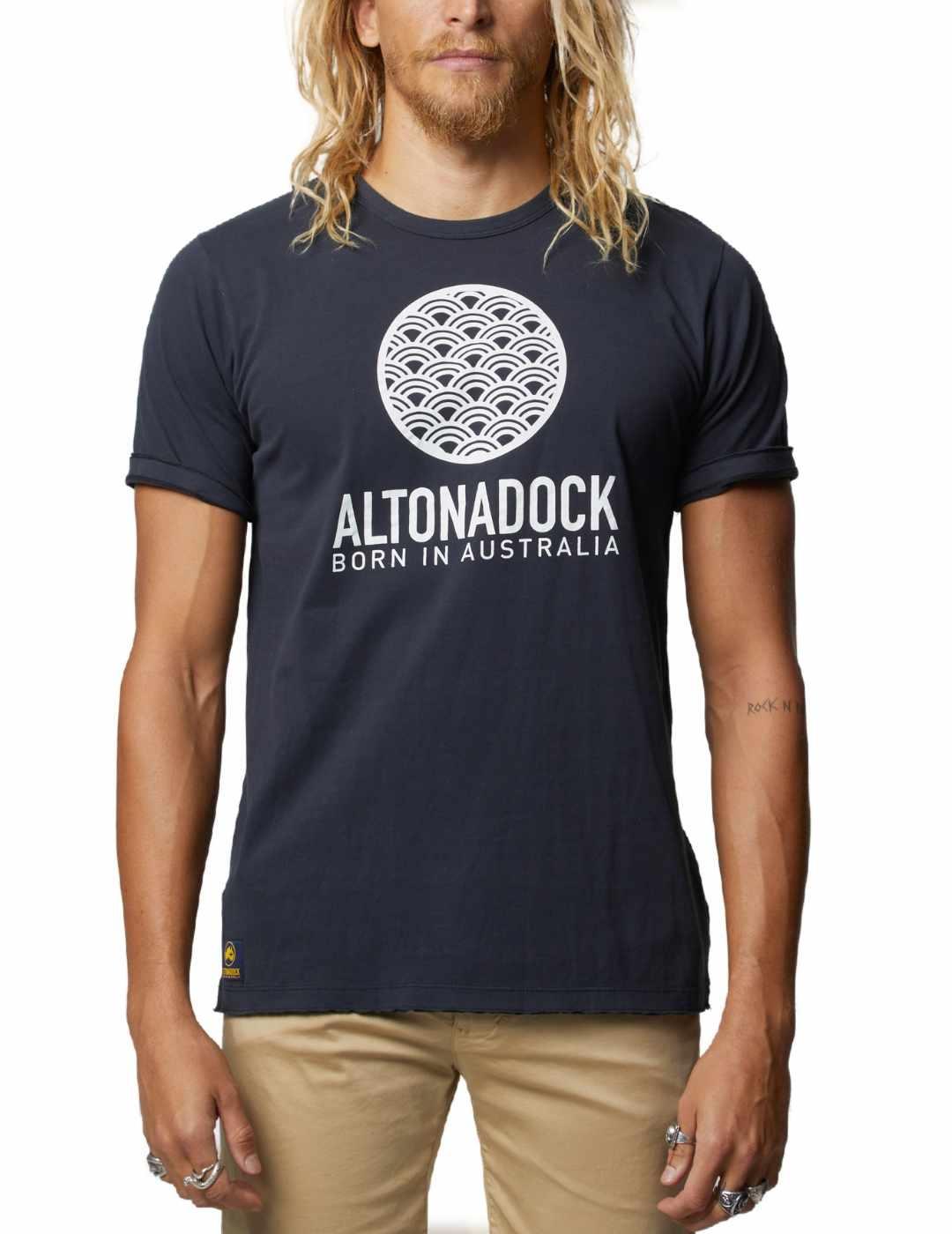 Camiseta Altonadock negro dibujo para hombre