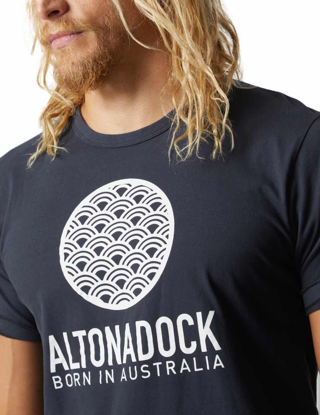 Camiseta Altonadock negro dibujo para hombre
