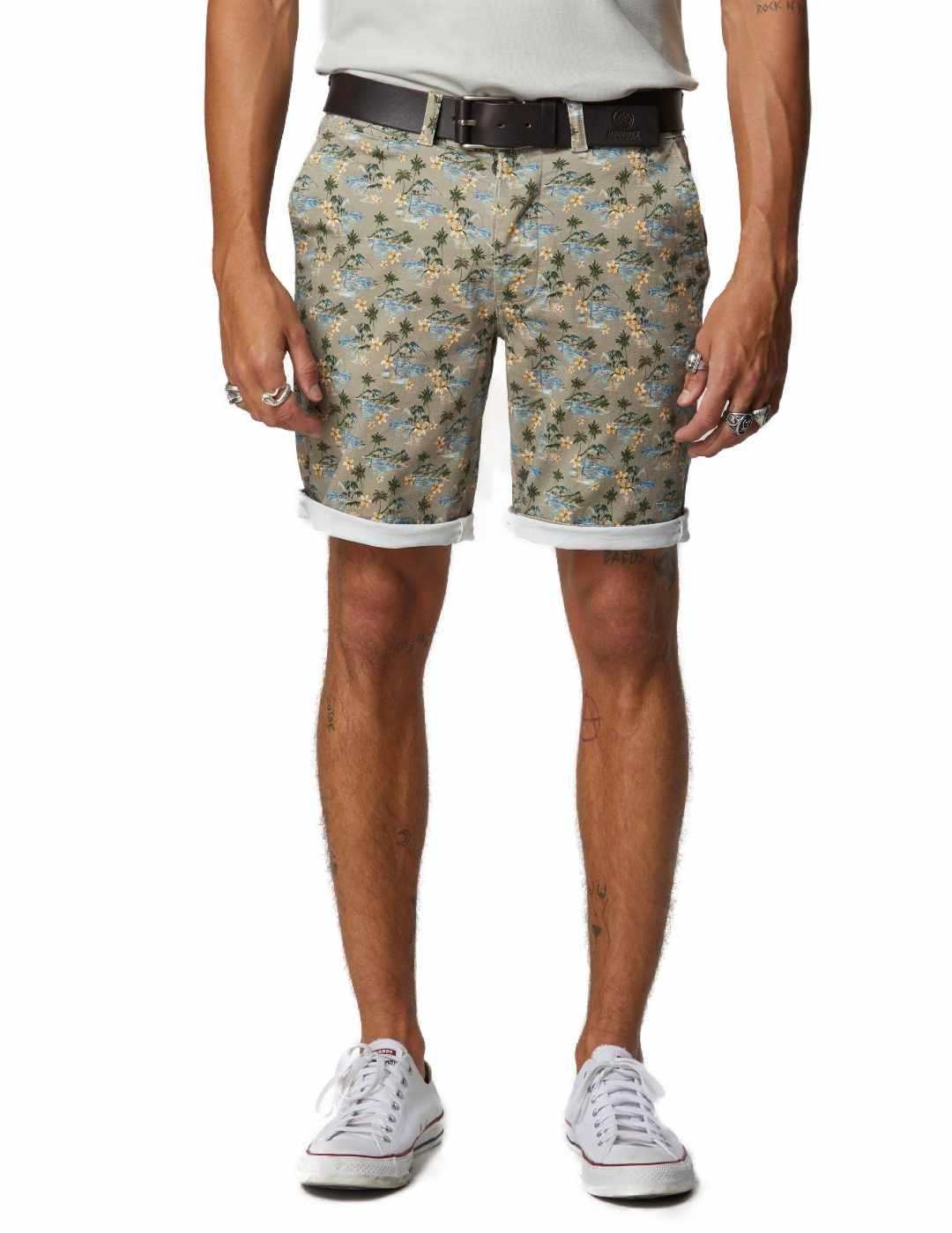 Bermuda Altonadock chino marrón estampados palmeras  hombre