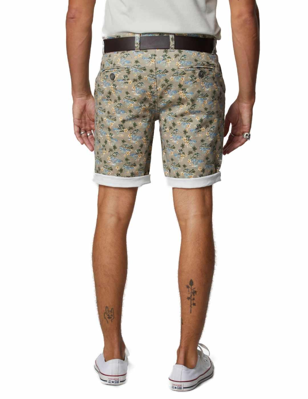 Bermuda Altonadock chino marrón estampados palmeras  hombre