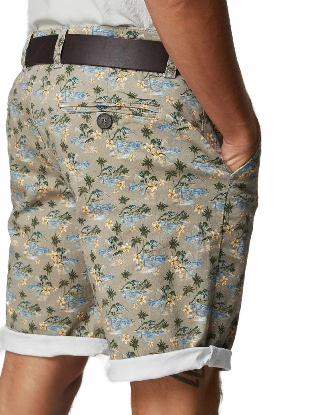 Bermuda Altonadock chino marrón estampados palmeras  hombre