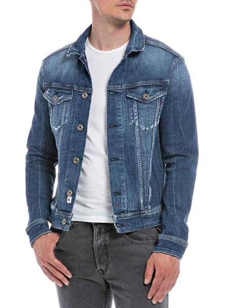 Chaqueta vaquera Replay azul marino para hombre