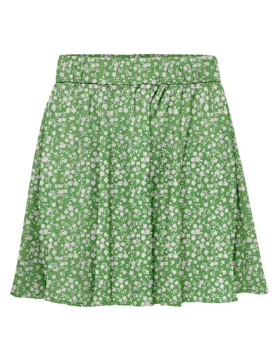 Falda Only Nova flores verde y blanca para mujer