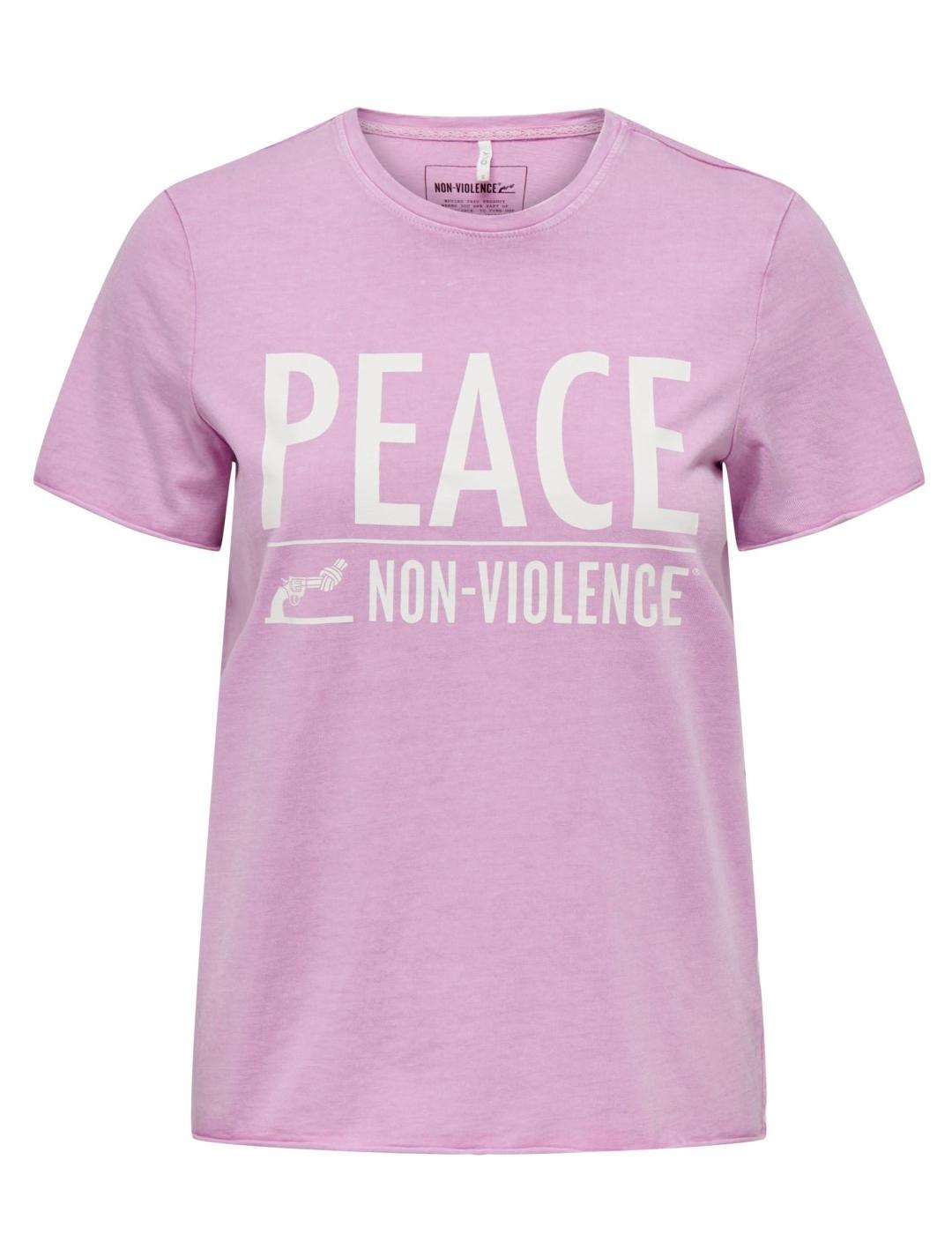 Camiseta Only Non Violence lila para mujer