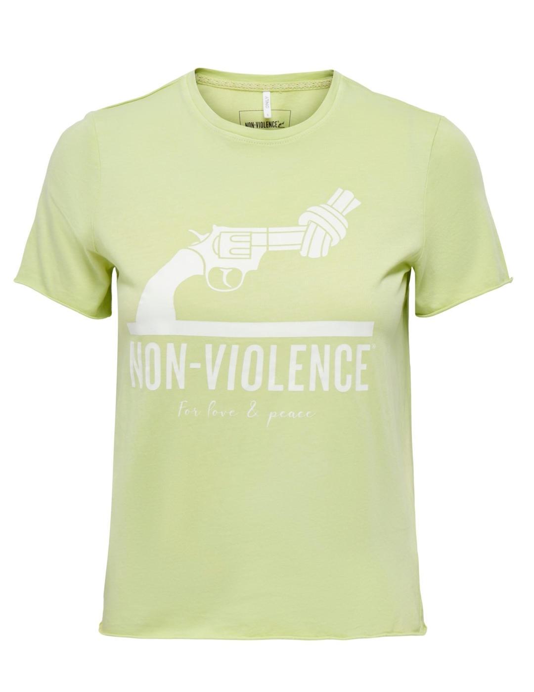 Camiseta Only Non Violence verde para mujer