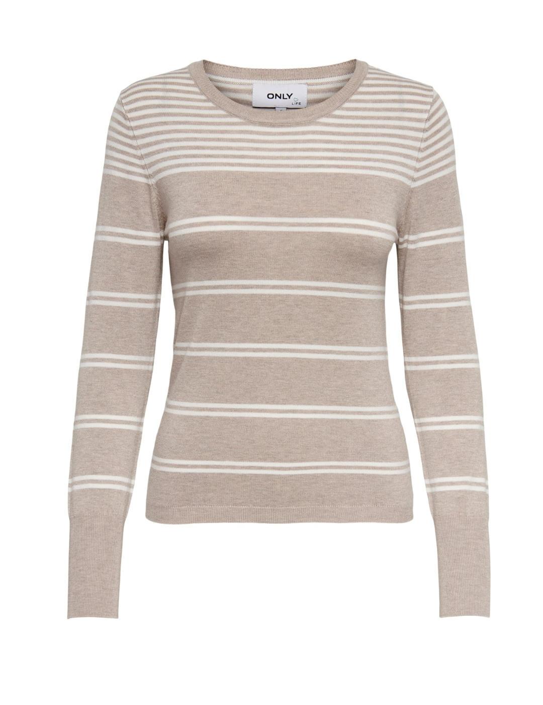 Jersey Only Julie a rayas beige de mujer#