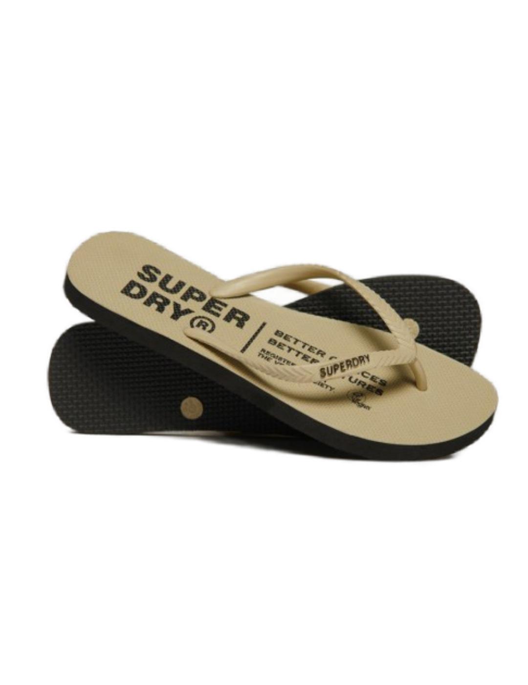 Chanclas Superdry flip flop beige para mujer