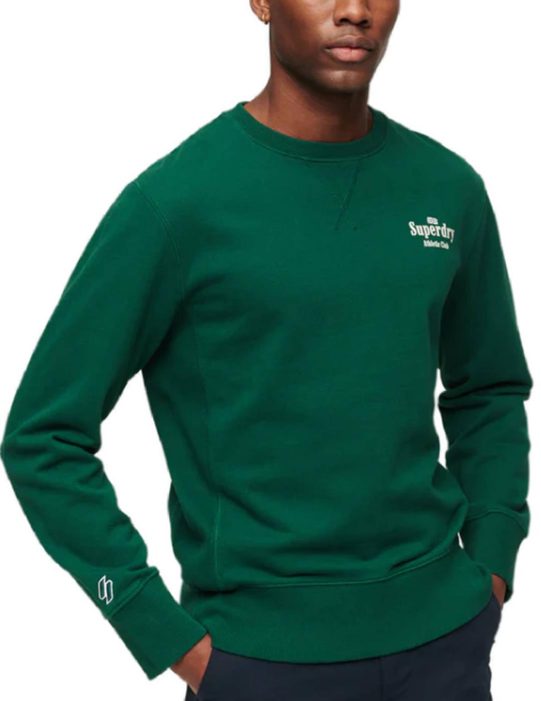 Sudadera Superdry verde pino logo sin capucha para hombre