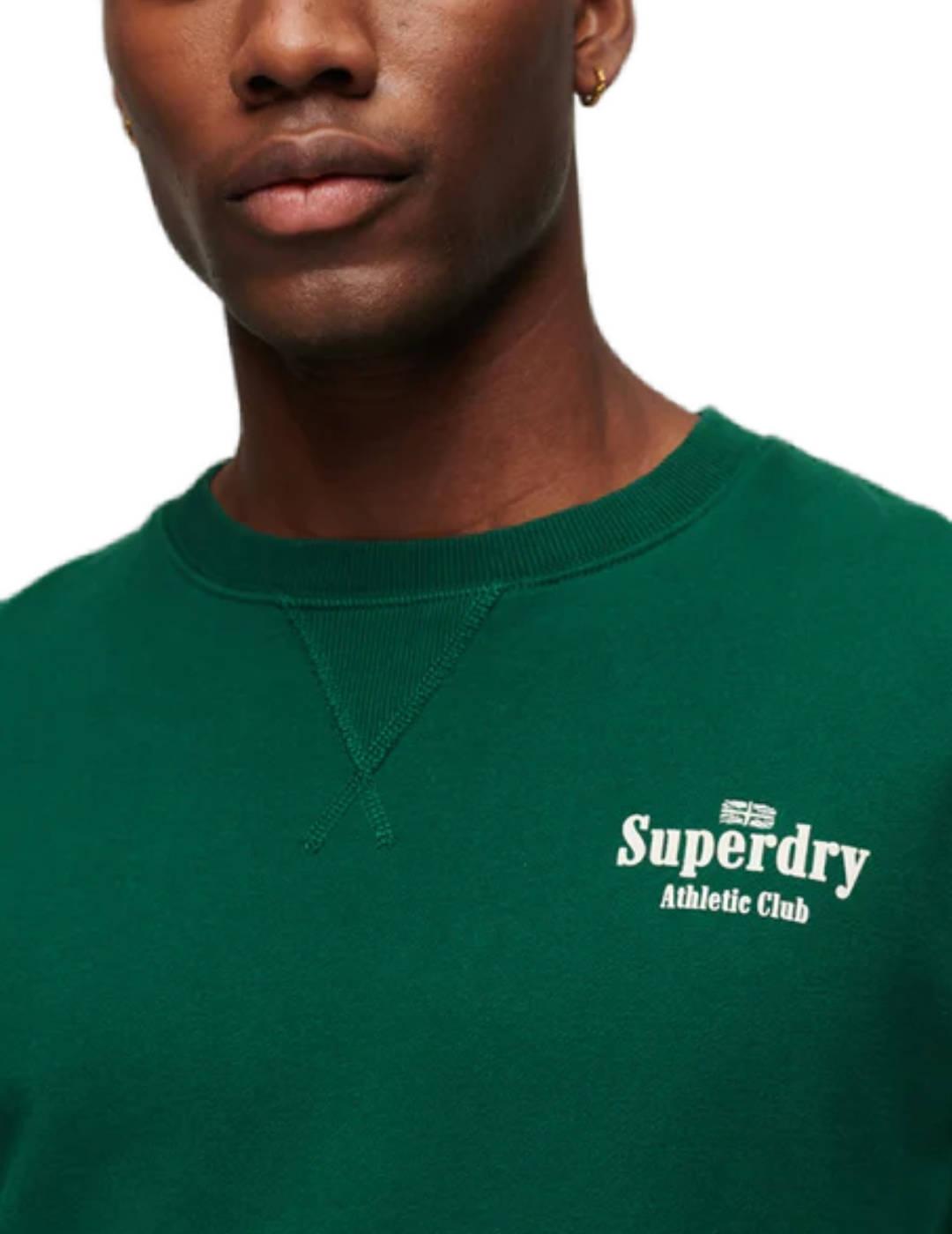 Sudadera Superdry verde pino logo sin capucha para hombre