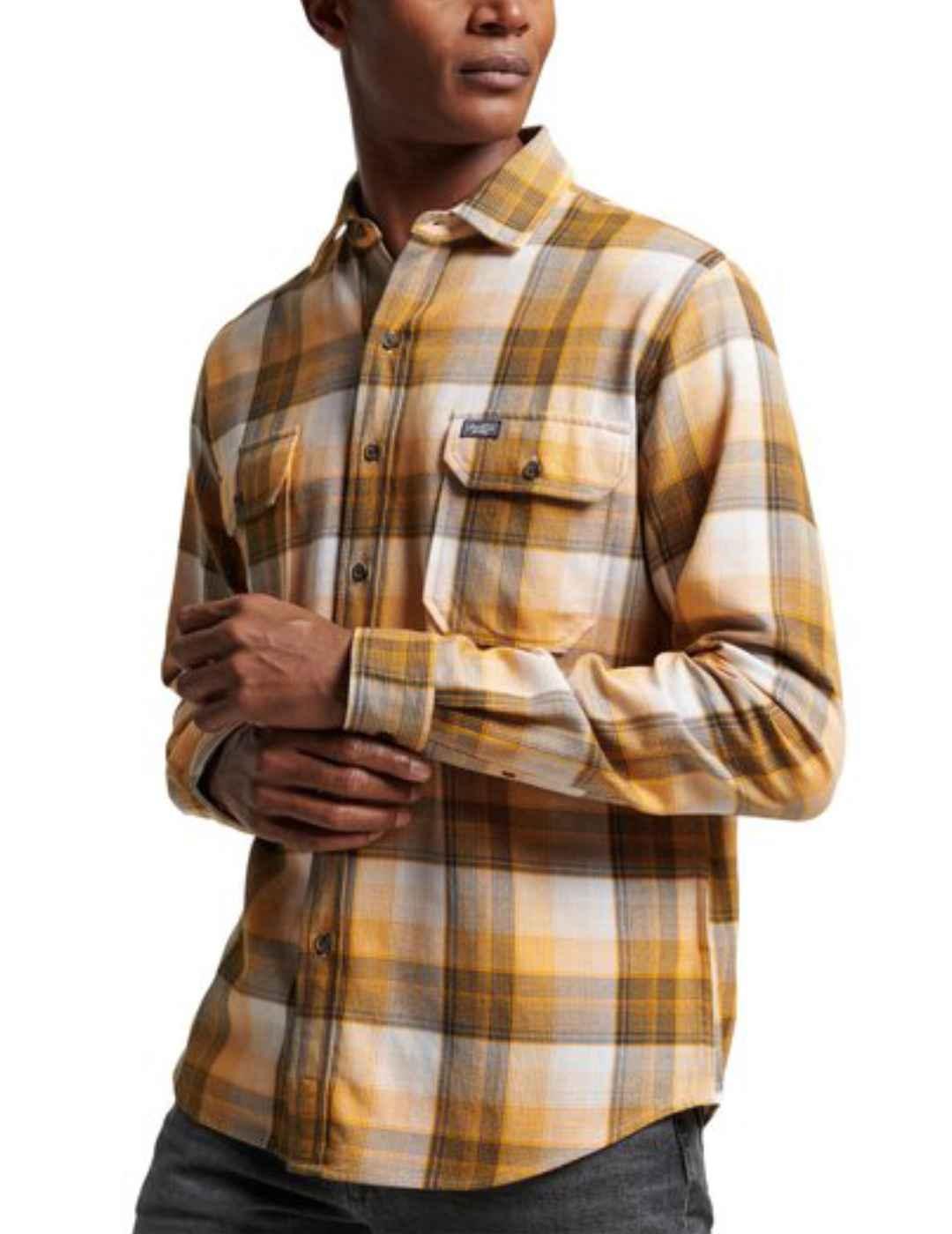 Camisa Supedry Flanner cuadro amarillo de hombre