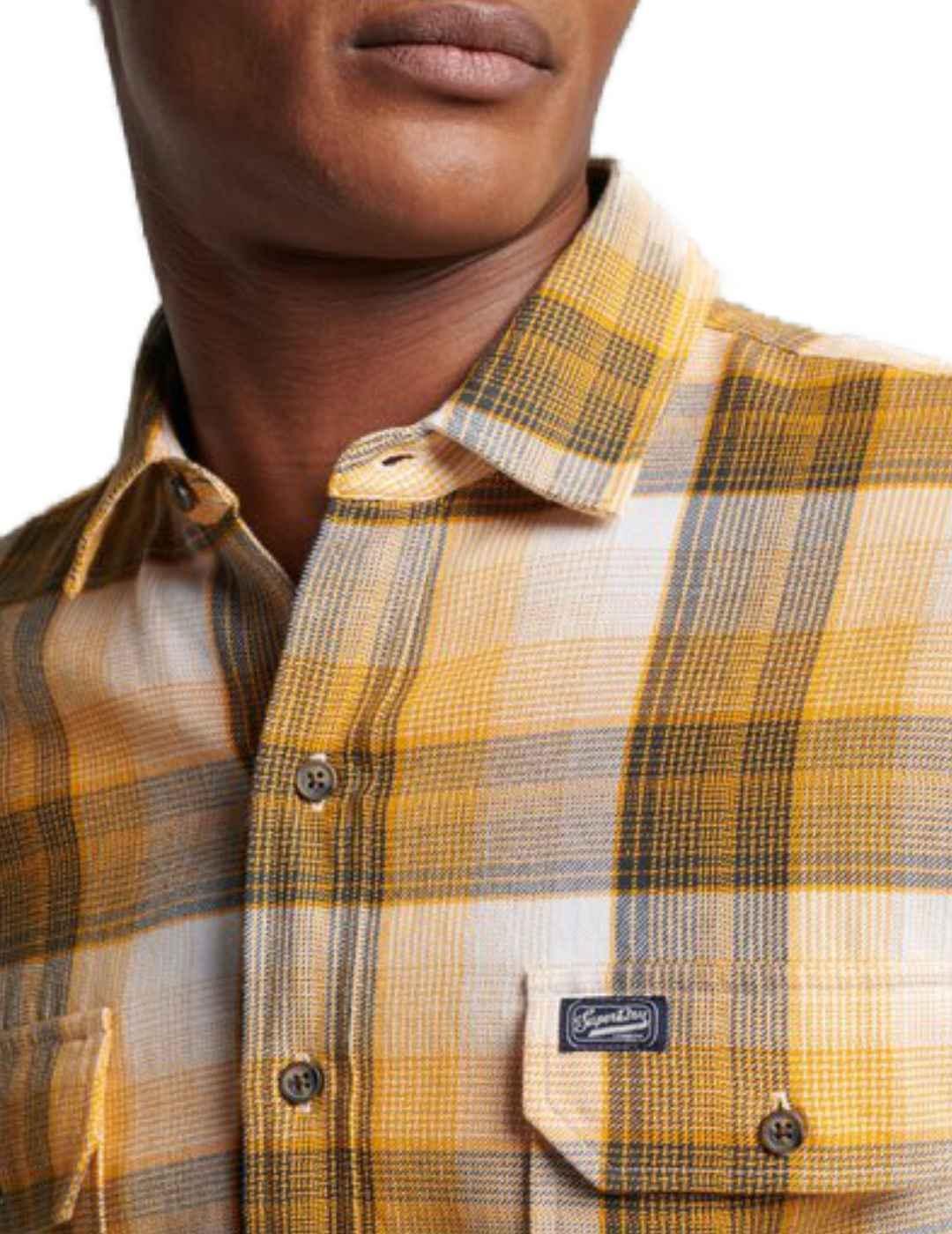 Camisa Supedry Flanner cuadro amarillo de hombre