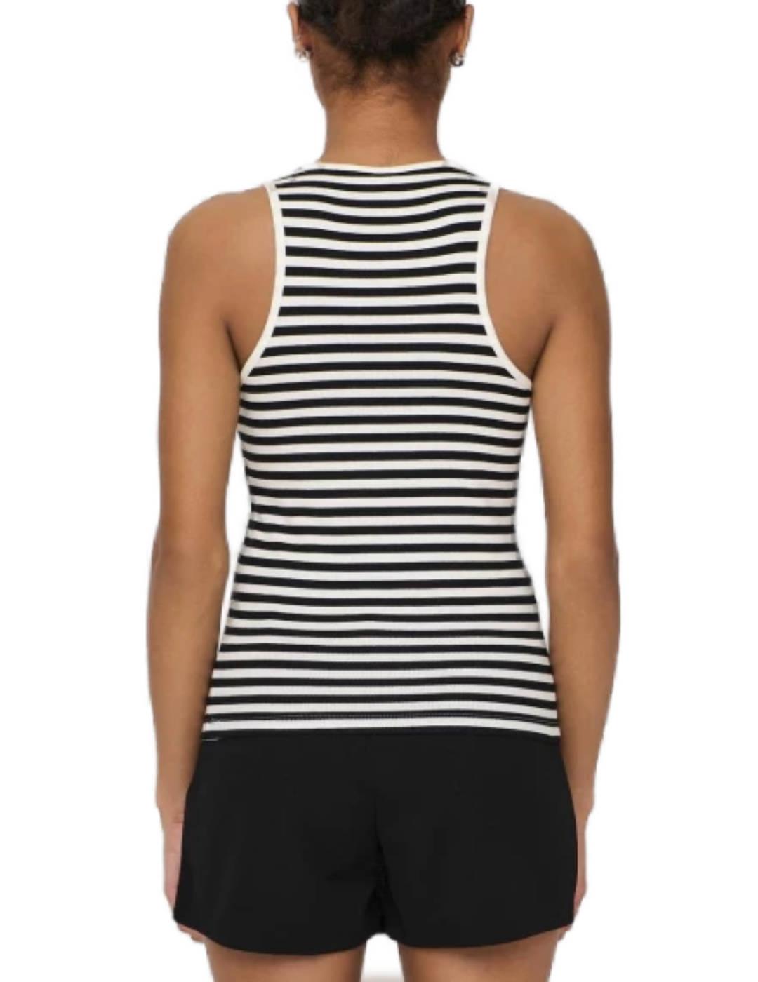 Top Only Lany negro raya blanca manga sisa para mujer