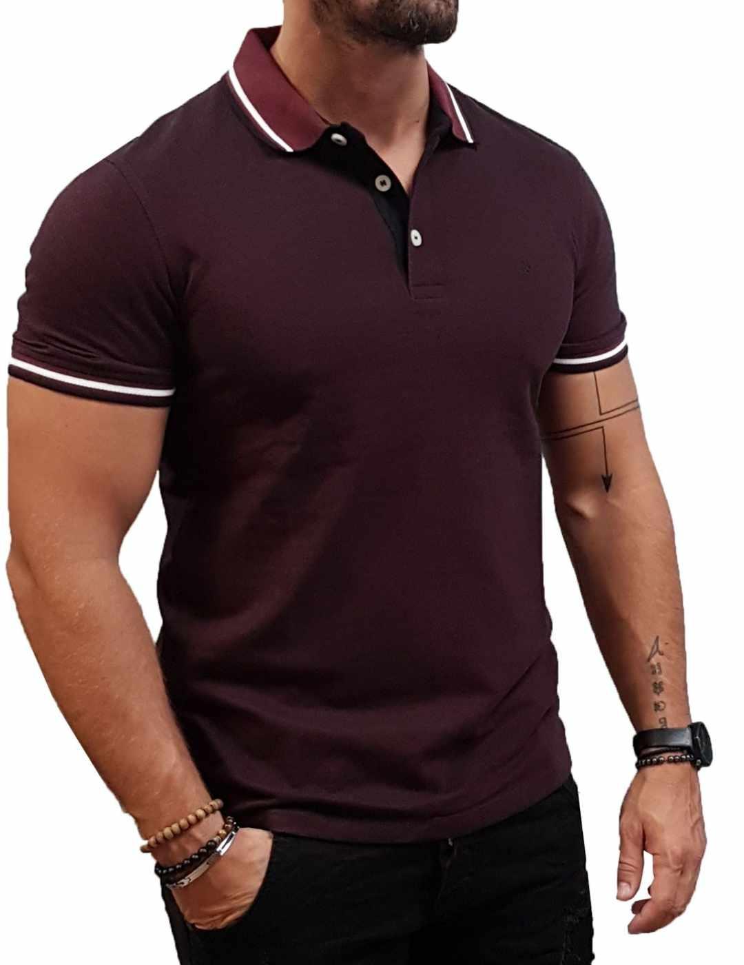 Polo Paulos Jack&Jones granate para hombre