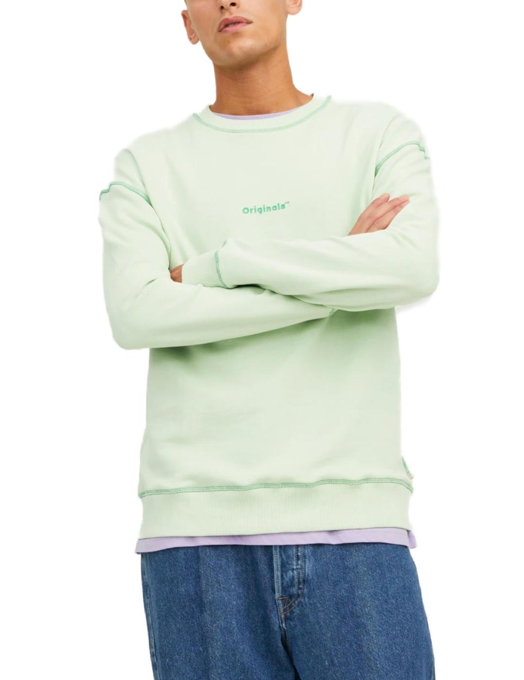 Sudadera Jack&Jones Faded verde sin capucha para hombre