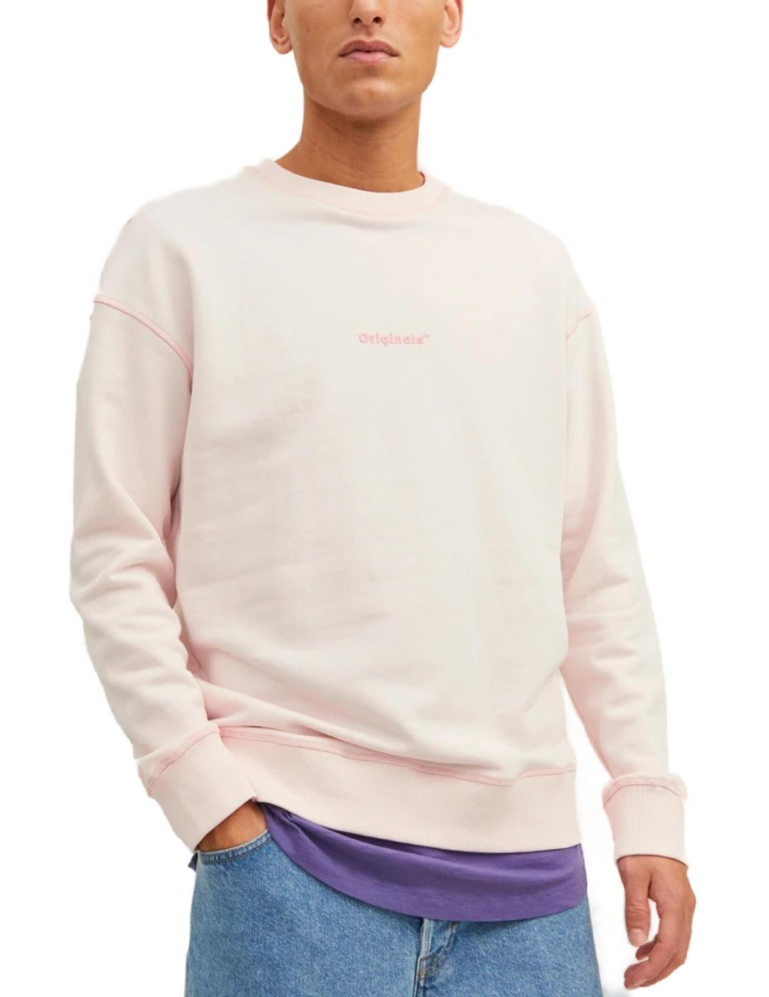 Sudadera Jack&Jones Faded rosa sin capucha  para hombre