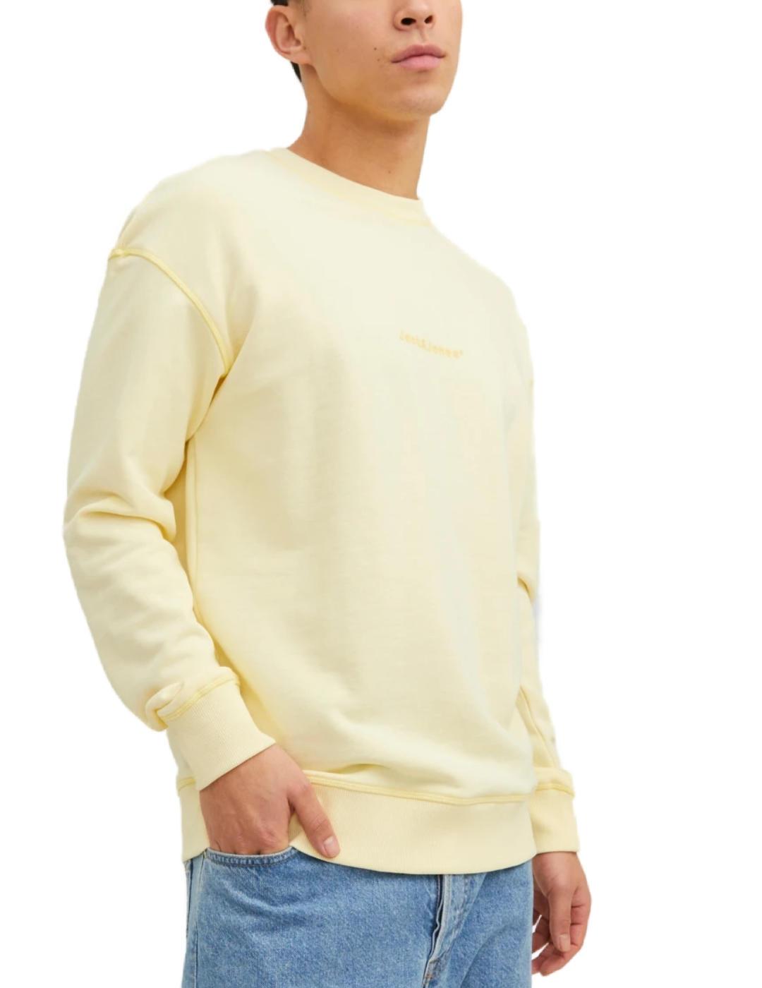 Sudadera Jack&Jones Faded amarillo sin capucha para hombre