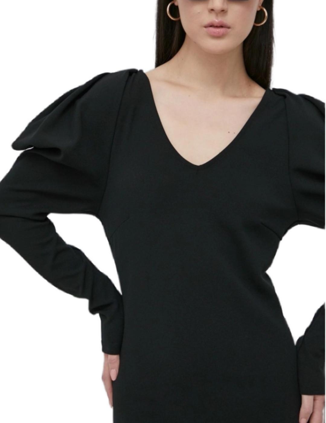 Vestido corto Vila Livia negro cuello pico para mujer