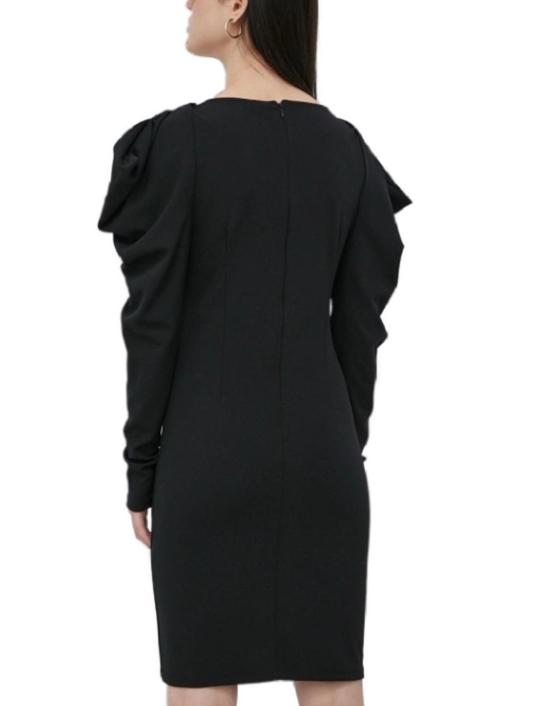 Vestido corto Vila Livia negro cuello pico para mujer