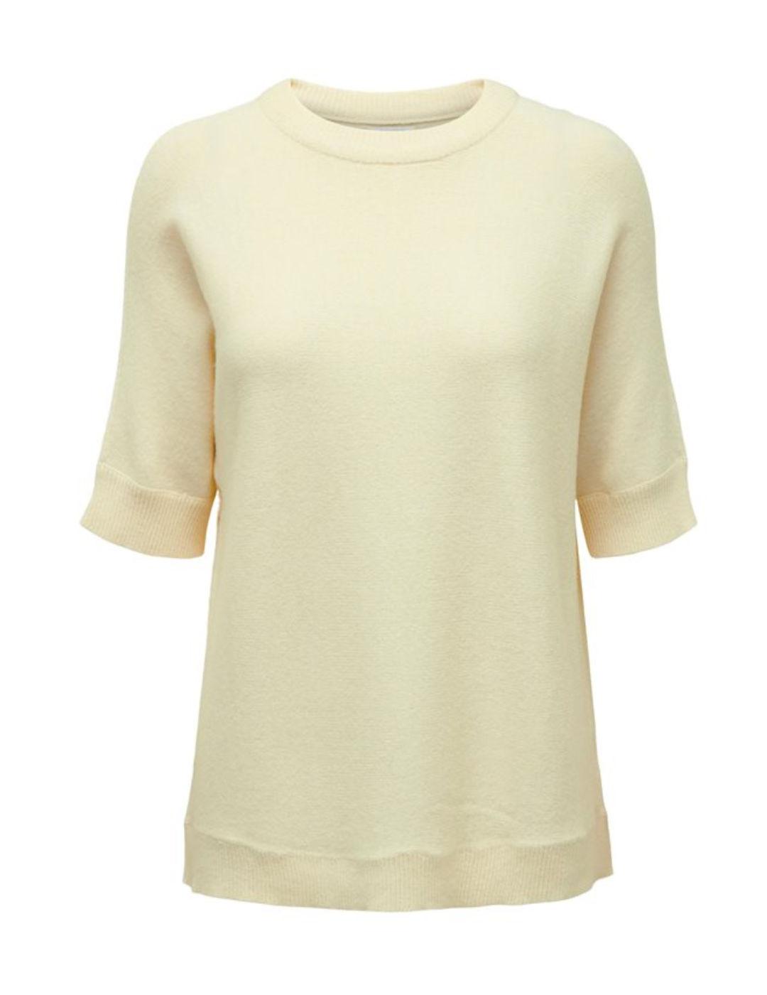 Jersey Only Lesly 2/4 blanco crudo cuello redondo de mujer