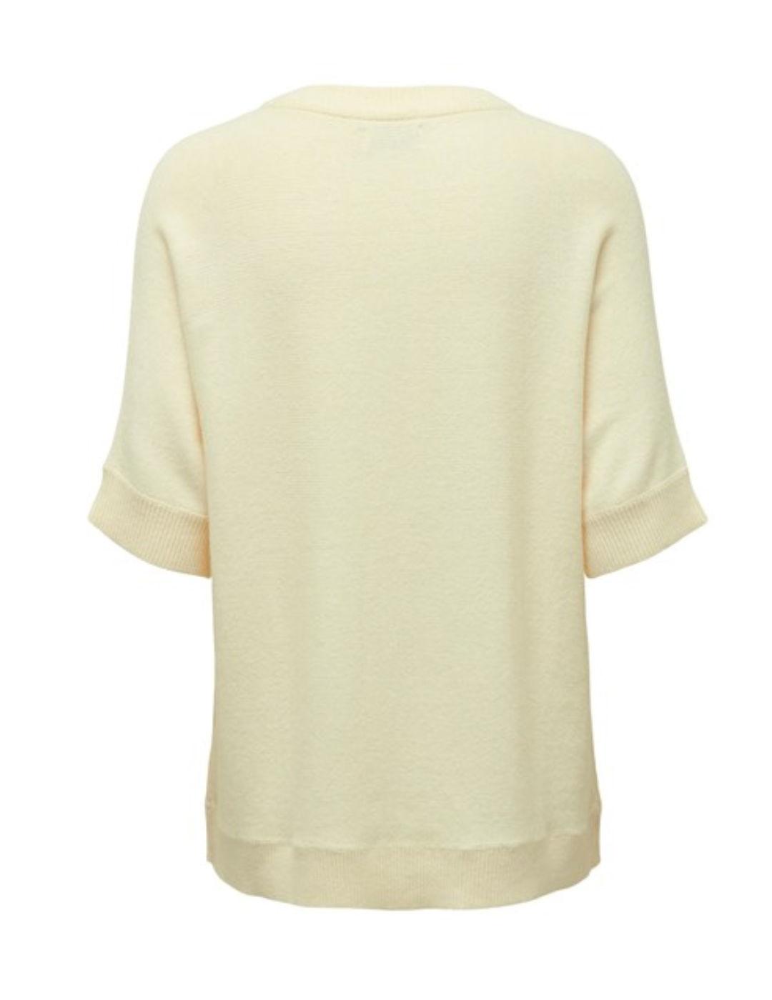 Jersey Only Lesly 2/4 blanco crudo cuello redondo de mujer