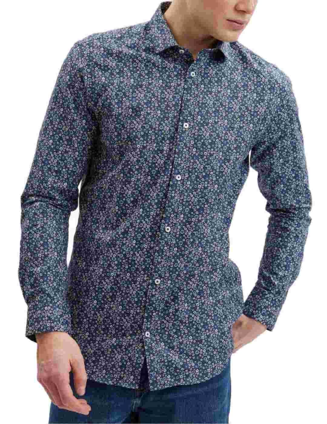 Camisa Jack&Jones Sandic marino estampado flores hombre