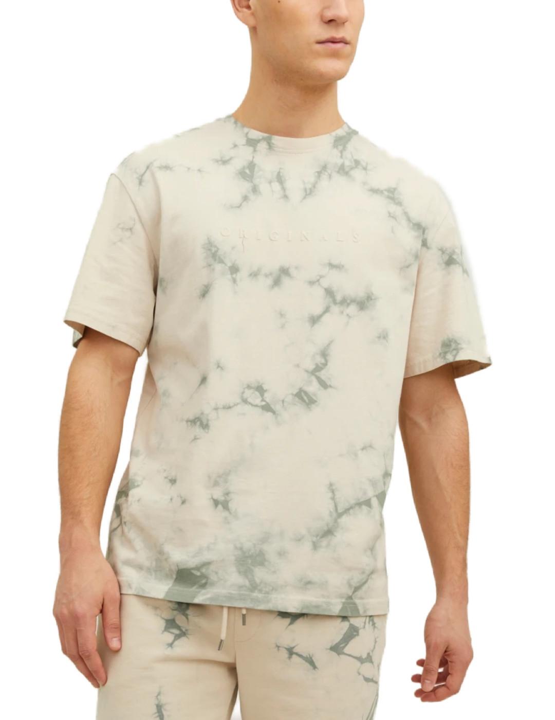 Camiseta Jack&Jones Copenhagen beige tie dye para hombre