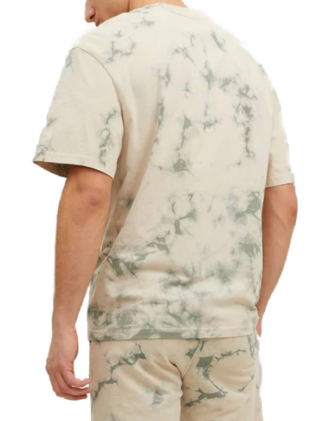 Camiseta Jack&Jones Copenhagen beige tie dye para hombre