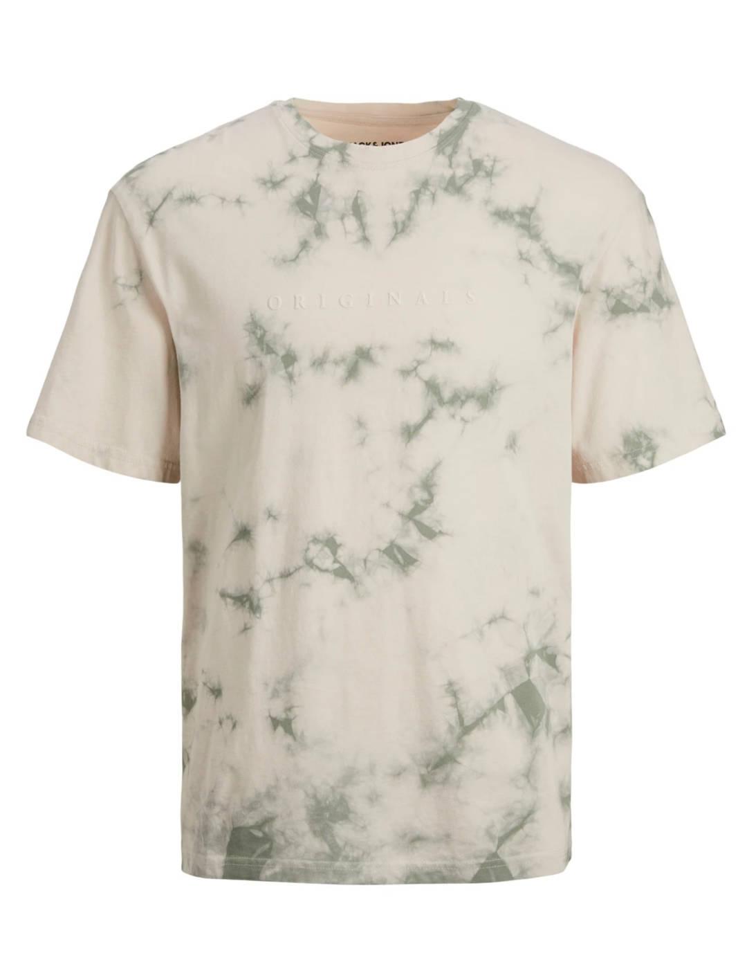 Camiseta Jack&Jones Copenhagen beige tie dye para hombre