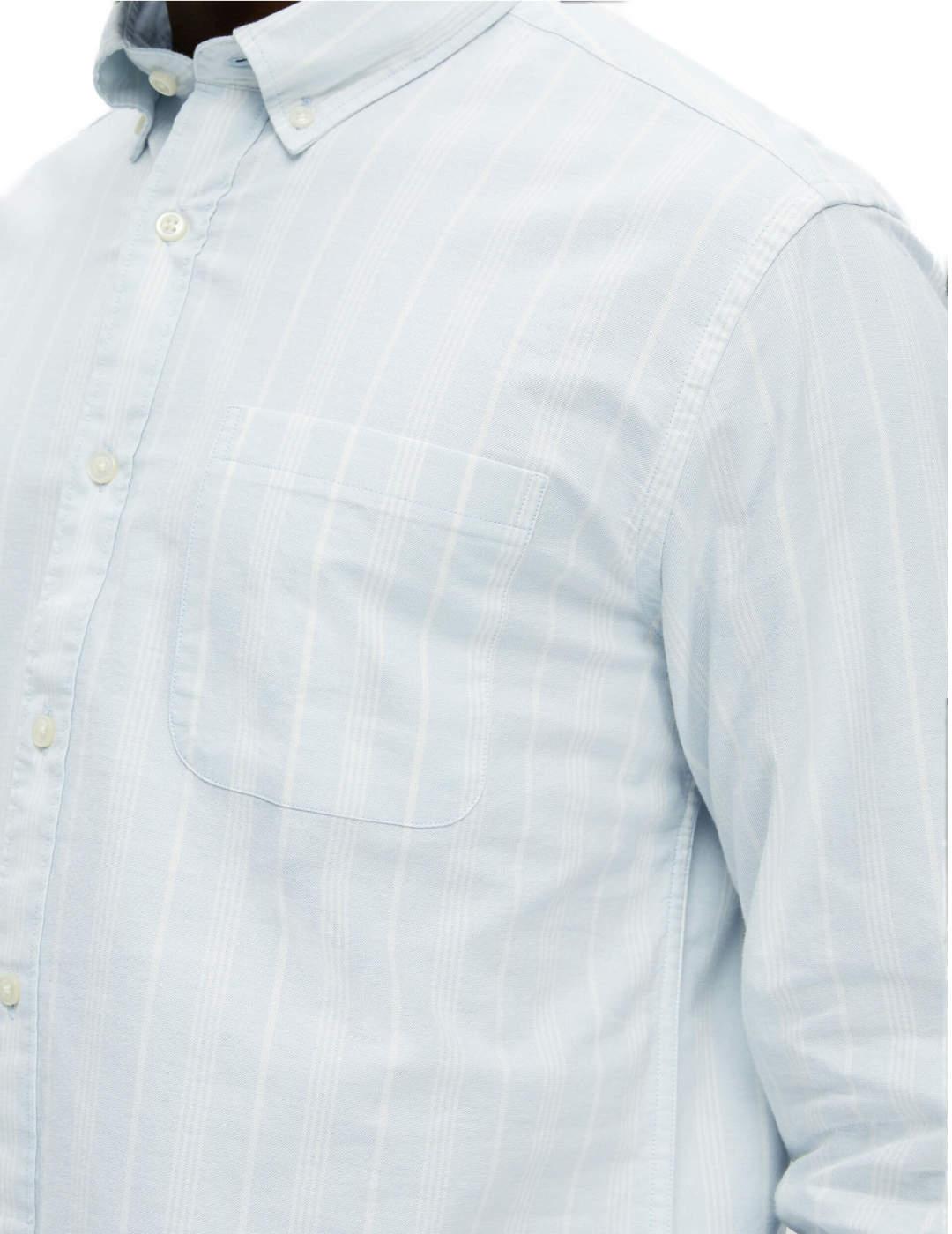 Camisa Selected Grick azul celeste rayas para hombre